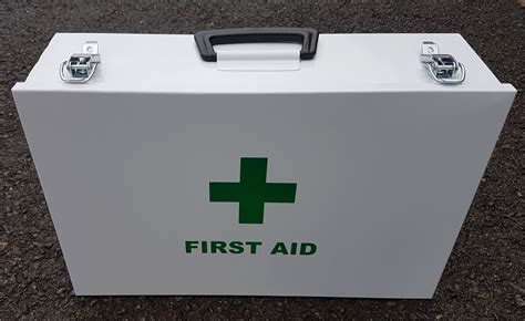 small metal first aid box|first aid box refill supplies.